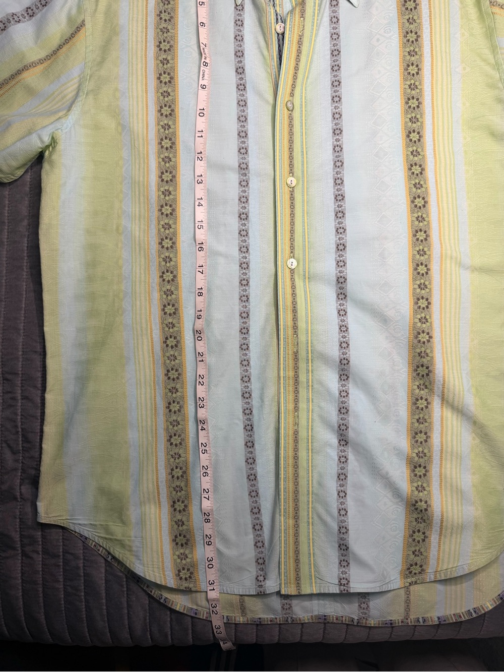 Robert Graham Pale Green and Cream Striped Button-Down Shirt L - Picture 11 of 14